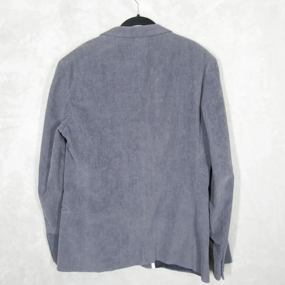 HUGO BOSS Mens Gray Corduroy Blazer Size Large Jacket Button Front Long Sleeve